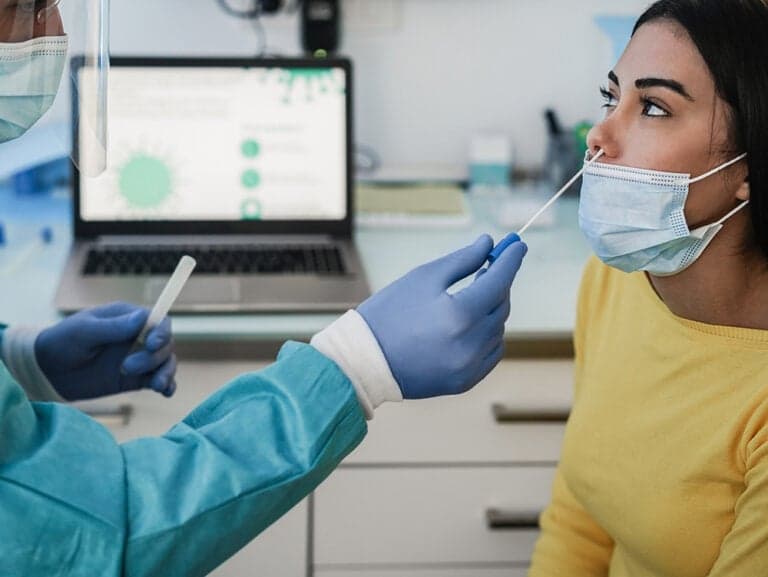 Woman getting a Covid test